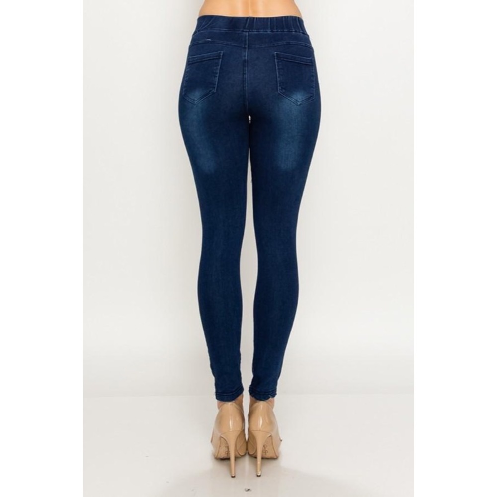 Denim Skinny Leg Distressed Jeggings - Picture 2 of 6